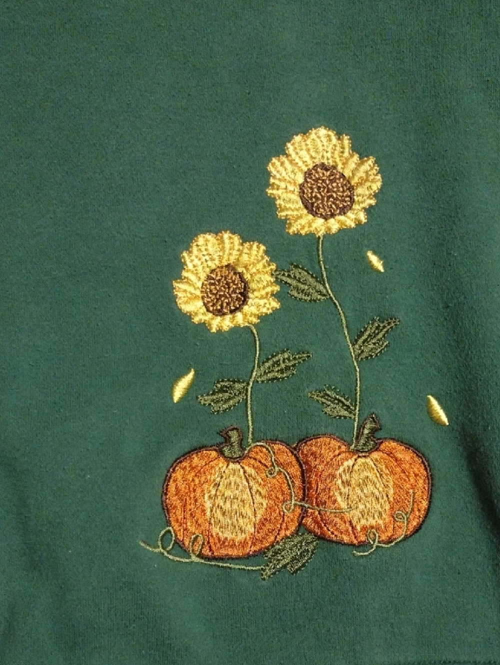 Speculation Green Button-Up Cardigan with Sunflower & Pumpkin Embroidery - Picture 4 of 11